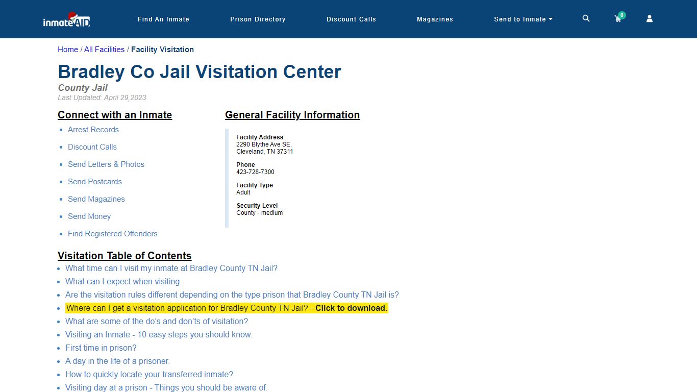 Bradley County TN Jail | Visitation, dress code & visiting hours