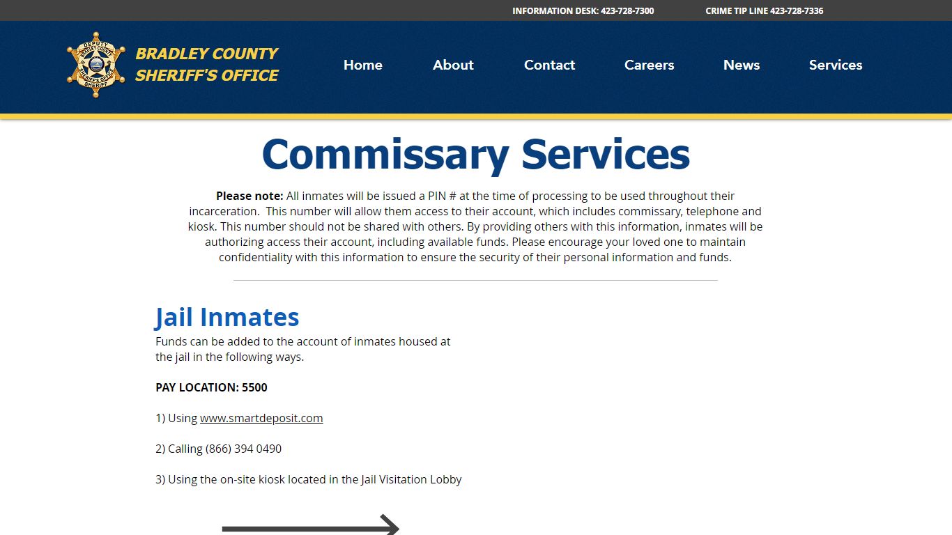 Commissary Services | BradleyCountySheriff - BCSO